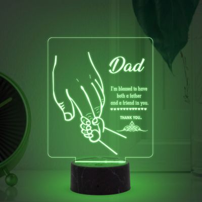 3D Illusion Dad Acrylic Led Night Lamp with Multicolored Color Fathers Day Gift Birthday Gift for Dad
